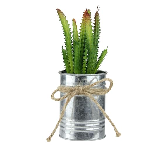 7" Tropical Ombre Mini Artificial Spiky Succulent in Tin Planter By Northlight in Green | 7" x 2.75" x 2.75" | Michaels®